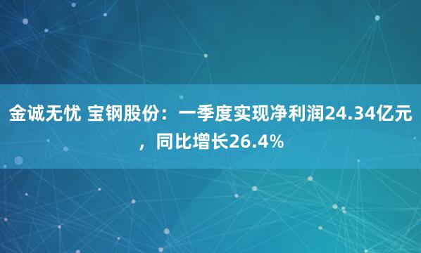金诚无忧 宝钢股份：一季度实现净利润24.34亿元，同比增长26.4%